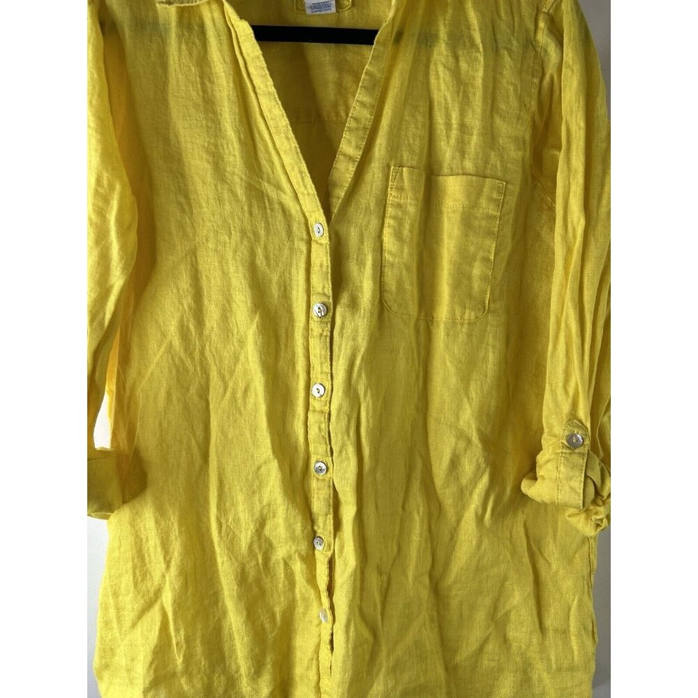 Sigrid Olsen Linen Button Front Roll Sleeve Shirt… - image 3